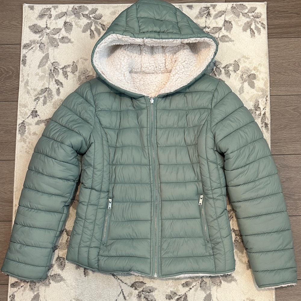 Love Tree Sage Green Puffer Jacket with Hood